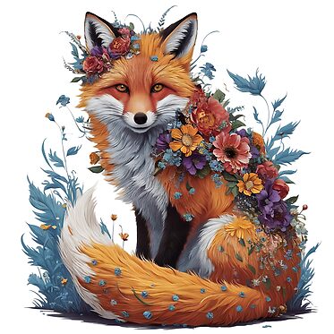 Fox with Flowers